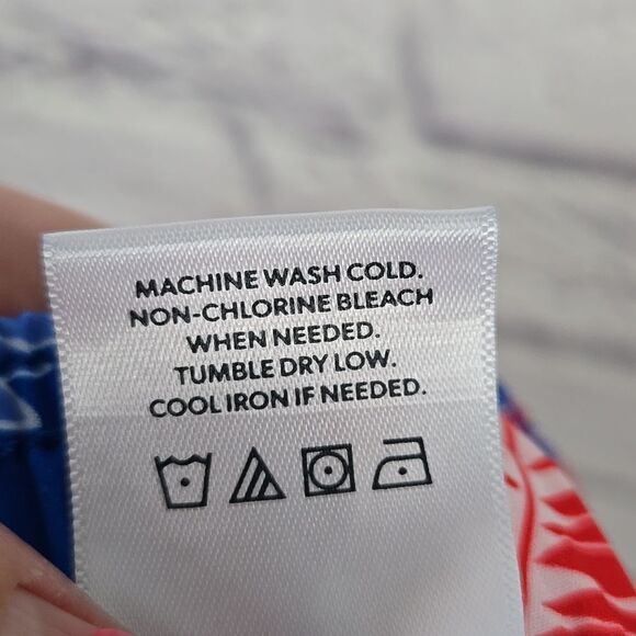 NWT Men's XXL Resort Swim Trunks Red Blue Palm Print Lined Water Shorts Beach - Picture 13 of 15